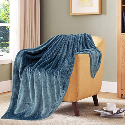 TOONOW Fleece Blanket Super Soft Plush Throw Blanket Twin Size 60" x 80", Cozy Fuzzy Bed Blankets Geometric Pattern Comfy Microfiber Flannel Blankets for Couch, Bed, Sofa, Navy Blue - color: Navy, size: Twin- 60" x 80"