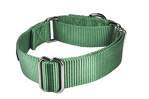Mikivery Martingale Dog Collar Nylon Adjustable and Safety Training Metal Buckle Dogs Collars for Small Medium and Large Breed(Emerald,L) - color: Emerald, size: L