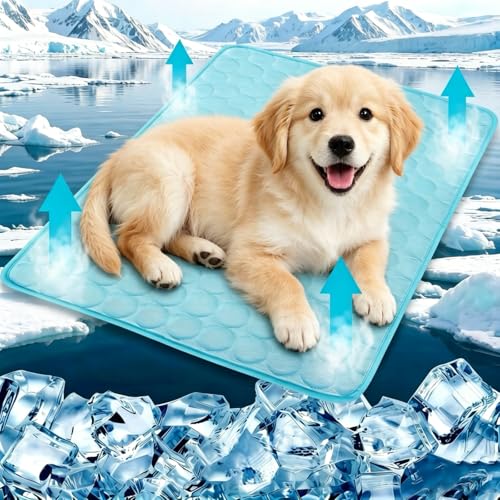 Dog Cooling Mat 22"x28" Q-Max>0.4, Absorbent & Pressure-Activated Self-Cooling, Non-Slip Scratch Resistant, Washable Cooling Mat for Dogs, Cooling Pad for Dog Bed Mats for Car Crate Patio Outdoor - size: 28 x 22 inches