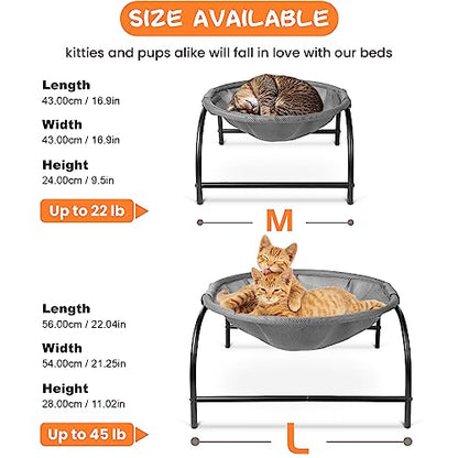 JUNSPOW Cat Bed [Large Size] Dog Bed Pet Hammock Bed Free-Standing Cat Sleeping Cat Supplies Pet Supplies Whole Wash Stable Structure Detachable Excellent Breathability Easy Assembly - color: Grey, size: 22.0"L x 21.3"W x 11.0"Th (Mesh)
