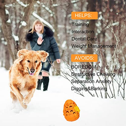 Indestructible Dog Toys for Large Aggressive Chewers - Durable Dragon Egg Dog Toy, Tough Treat Dispensing - color: Orange yellow