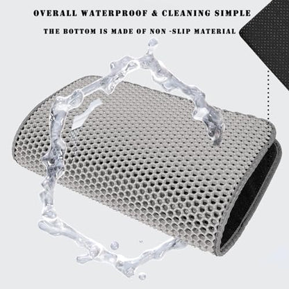 HCY&WLD Cat Litter Mat, 45x26/35x24/30x22/24x18 Inch Double Layer Cat Litter Box Mat, EVA Non-Slip, Waterproof Urine Proof Cat Litter Catcher Mat, Easy Clean Scatter Control (35x24 Inch, Gray) - color: Gray