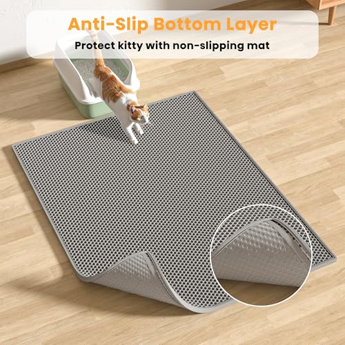 Pieviev 2 Packs Cat Litter Mat Double Layer Waterproof Urine Proof Trapping Mat (30''X24'', Gray) - color: Gray