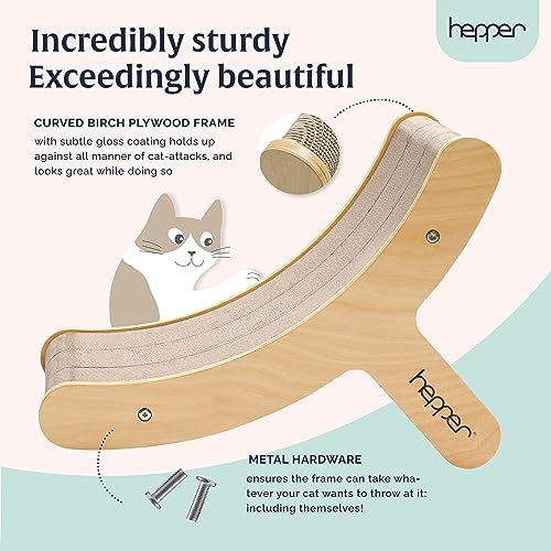 Hepper Hi-Lo Cardboard Cat Scratcher with Real Wood & Metal Frame - 3-Position Cat Scratchers for Indoor Cats - Curved Cat Scratching Board Activates Muscles - Cat Scratching Post for Large Cats - size: Hepper Hi Lo Scratcher Unit
