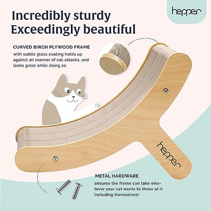 Hepper Hi-Lo Cardboard Cat Scratcher with Real Wood & Metal Frame - 3-Position Cat Scratchers for Indoor Cats - Curved Cat Scratching Board Activates Muscles - Cat Scratching Post for Large Cats - size: Hepper Hi Lo Scratcher Unit