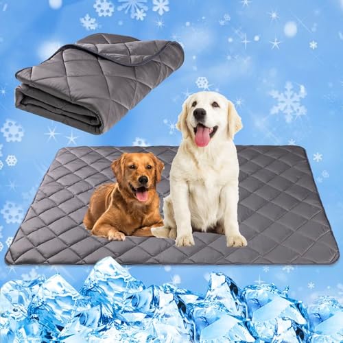 Paw Legend Dog Cool Mat for Dogs & Cats - Cool Tech Fabric, Washable Dog Sleeping Pad for Kennel, Sofa, Floor, Car Seats - Summer Cooling Blanket, Large - color: Gray, size: Large(40x55")