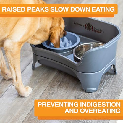 The Niner Slow Feed Bowl - Raised Peaks Slow Down Pets Eating - Fits Elevated Feeders Including Neater Feeder Large Sizes - Gentle on Teeth and Gums - Holds up to 2 Cups (Blue) - color: Blue