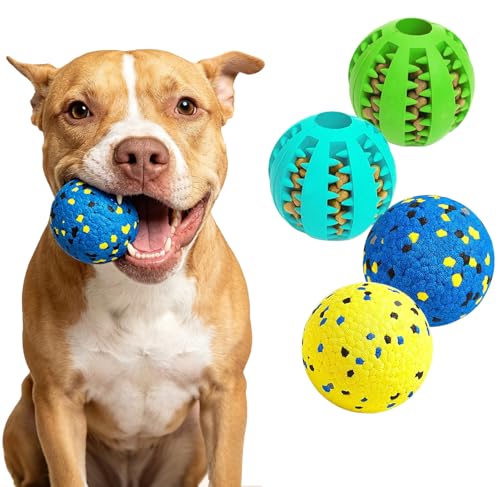Idepet Dog Toy Ball Tennis Balls for Aggressive Chewers,Nontoxic Bite Resistant Toys ETPU High-Bounce Floating Fetch Toys for Teething for Small Medium Dogs (Bluegreen&BlueYellow, 4 Balls-2.75in) - color: BlueGreen&BlueYellow, size: 4 Balls-2.75in