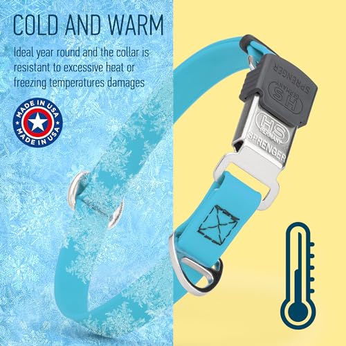 Biothane Waterproof Durable Dog Collar with Herm Sprenger - Quick Release ClicLock Buckle - Fits Medium and Large Dogs - Made in USA (Sky Blue, W 3/4" x L 12"-19") - color: Sky Blue, size: W 3/4" x L 12"-19"