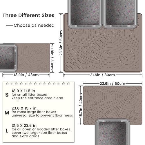 OHMO Cat Litter Mat Large Litter Box Mat, 31.5x23.6 Beige, Premium BPA-Free Silicone Rubber Kitty Litter Mat for Litter Box, High Edge Scatter Control Non-Slip Waterproof Litter Trapping Mat - color: Beige, size: 31.5"L x 23.6"W