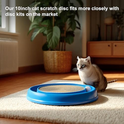 10 Inch Round Cat Scratcher Pad Refill - 3/5 Inch Thick Compressed Cardboard, Universal Fit for Round Scratching Posts & Standalone Use, Protect Furniture for Indoor Cats (1 PCS) - size: 1 PCS