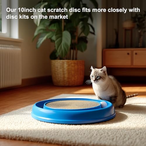 10 Inch Round Cat Scratcher Pad Refill - 3/5 Inch Thick Compressed Cardboard, Universal Fit for Round Scratching Posts & Standalone Use, Protect Furniture for Indoor Cats (2 PCS) - size: 2 PCS