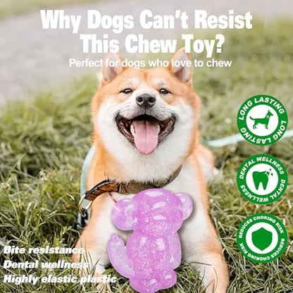 Monkey Dog Chew Toy, Indestructible Dog Rubber Toy for Medium & Large Dogs, Tough No Stuffing Puzzle Toy, Anxiety Relief & Dental Care, Interactive Cognitive Toy, 4.92inch (Pink) - color: PINK