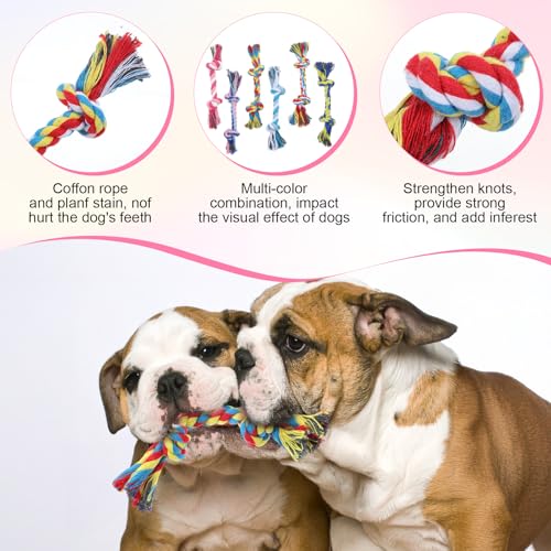 Dimeho 48 PCS Puppy Chew Toy Dog Rope Toys Cotton Knot Teething Toy Tug of War Dog Interactive Toys Multi Color for Small and Medium Dogs Newborn Pet Boredom Teeth Cleaning