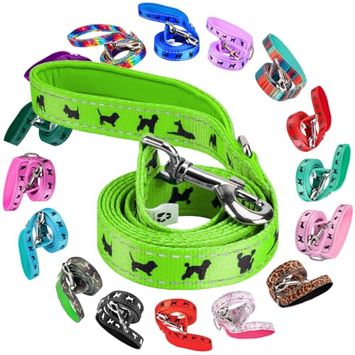 EcoBark Dog Leash - Soft & Reflective Comfort Leashes with Padded Handle - Safe, Strong, & Durable for Small, Medium or Large Dogs (Green) - color: Green, size: 5 ft x 3/4 in - Narrow Width