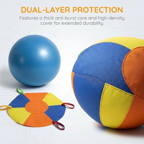 10/18/22" Herding Ball for Dogs & Horses - Tear-Resistant Inflatable Toy with Heavy-Duty Handle Cover & Pump - Durable Exercise Ball for Large Pets (Large) - size: Large