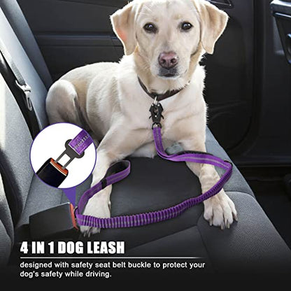 Raipult Tactical Dog Leash Heavy Duty, 4-6FT Shock Absorbing Bungee Leash with Quick Release Clip& 2 Handles, No Pull Waking Lead with Car Seatbelt for Medium Large Dogs that Pull,Purple - color: Purple