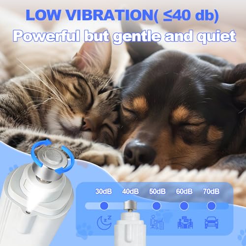 2-in-1 Dog Nail Clippers with Light - Electric Pet Nail Grinder Quiet for Small Large Dogs & Cats, LED Prevent Over Cutting, USB-C Rechargeable Safety Guard Grooming Kit for Black Nails-3VX