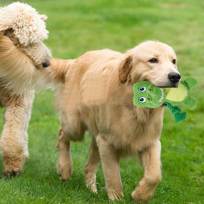 Cute Animals Interactive Squeaky Dog Toy with a Vocal Bladder, Crinkle Paper Stuffed Soft Cotton Chew Toy, Teething Rope Tug of War Pull Toy to Keep Them Busy for Puppy, Small Dogs - Green T.Rex - color: Green T.Rex