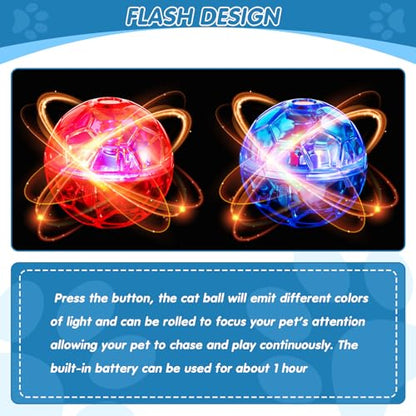 Sratte 2 Pcs Ghost Hunting Cat Ball Activated Cat Toy Motion LED Light Pet Balls Motion Dog Interactive Pet Toys Glowing Mini Running Exercise Supplies for Animals Activity (Rose Red,Light Blue) - color: Rose Red, Light Blue