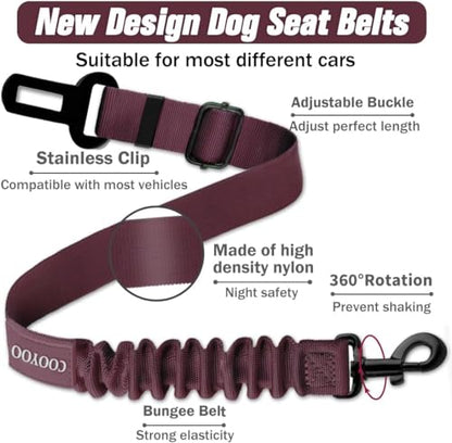 Dog Seat Belt,Retractable Dog Car Harness Seat Belt for Car Adjustable Nylon Pet Safety Seat Belts Heavy Duty & Elastic Bungee Buffer - color: 11-Fuchsia