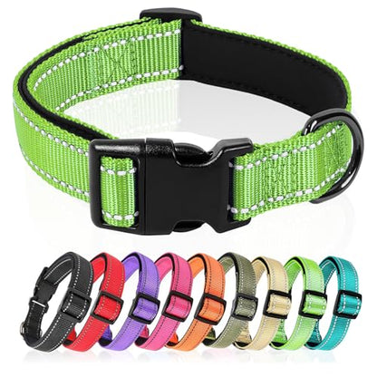 HEELE Dog Collar, Reflective Dog Collar, Soft Neoprene Padded Breathable Nylon Pet Collar Adjustable for Small Dogs, Grass Green, S(10.23-14.96") - color: Grass Green, size: Small (10.23-14.96")