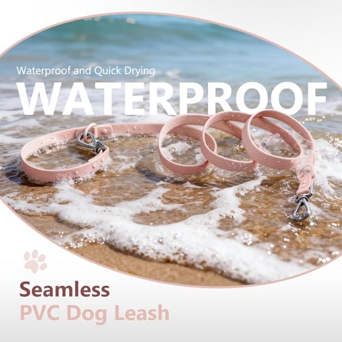 Waterproof Dog Leash, Easy to Clean, Pink PVC Leash with Multifunctional Dual Hooks, Adjustable 3ft-6ft for Walking, Heel Training, Swimming (Blush Pink) - color: Blush Pink