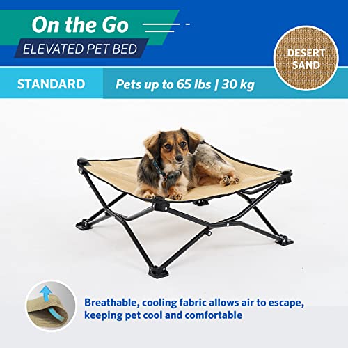 Coolaroo On-The-Go Elevated Dog Bed - Foldable Pop-Up Travel Dog Bed with Breathable, Moisture-Resistant Fabric, Carry Bag Included, Lightweight & Portable, Desert Sand, Standard - color: Desert Sand, style: Standard