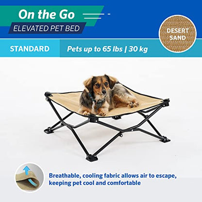 Coolaroo On-The-Go Elevated Dog Bed - Foldable Pop-Up Travel Dog Bed with Breathable, Moisture-Resistant Fabric, Carry Bag Included, Lightweight & Portable, Desert Sand, Standard - color: Desert Sand, style: Standard