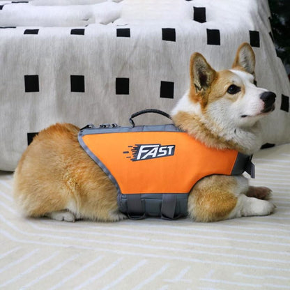 Dog Life Jacket, High Buoyancy Dog Life & Flotation Vest for Swimming and Boating, with Rescue Handle & Adjustable Straps, Gear for Medium Dogs and Pets, Orange