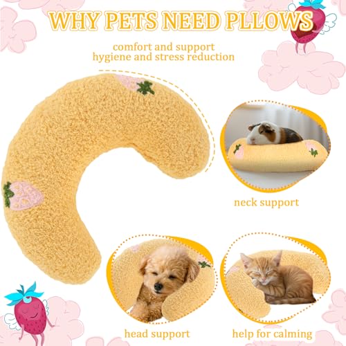 Novabright 2 Pcs Pillow for Cats Little Cat Calming Pillow for Pets Indoor Soft Fluffy Pet Calming Toy Half Donut C Shaped Pet Neck Pillows for Cat Dog Joint Relief Sleeping Improve