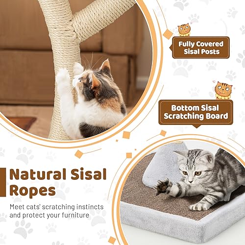 Tangkula Tall Cat Tree, 70 Inch Multi-Level Large Cat Tower with 3 Warm Perches, 3 Jingling Balls, Sisal Scratching Posts & Board, Modern Cat Tree for Indoor Cats Large Adult - color: Grey