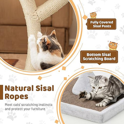 Tangkula Tall Cat Tree, 70 Inch Multi-Level Large Cat Tower with 3 Warm Perches, 3 Jingling Balls, Sisal Scratching Posts & Board, Modern Cat Tree for Indoor Cats Large Adult - color: Grey