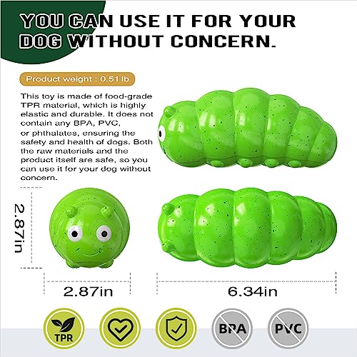 Dog Chew Toys, Squeaky Interactive, for Aggressive Chewers, TPR Rubber, Tough and Durable (Green) - color: Green