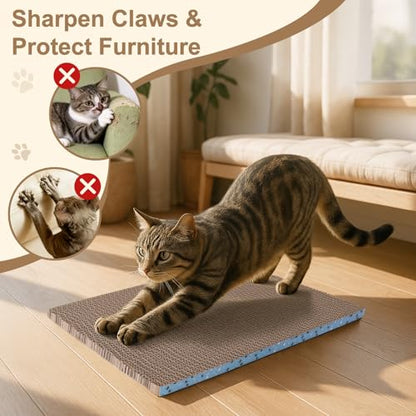 Cat Scratcher Pads, Cat Scratching Cardboard for Indoor Cats 14″Lx10.6″Wx0.6″H Dual-Side Corrugated Cats Scratching Post Reusable Supplies (2PCS) - size: 2PCS