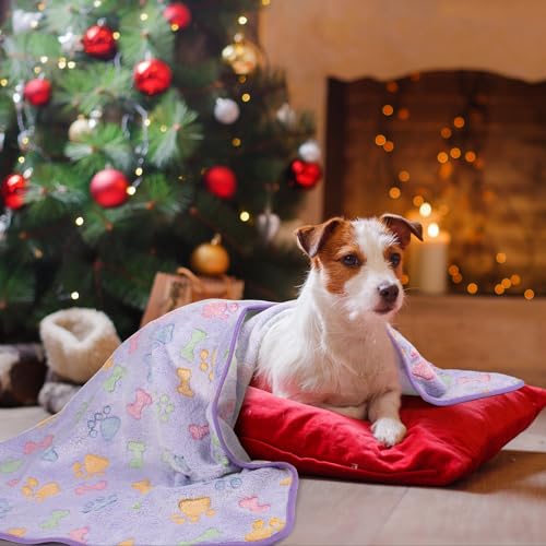 Dono 1 Pack 6 Blankets Soft Fluffy Cute Paw Pattern Fleece Pet Blanket Warm Sleep Mat Cute Print Design Puppy Kitten Blanket