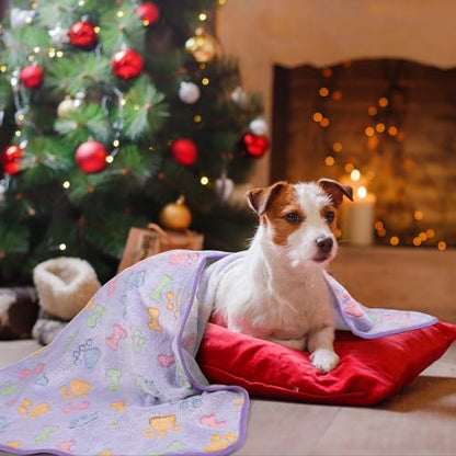 Dono 1 Pack 6 Blankets Soft Fluffy Cute Paw Pattern Fleece Pet Blanket Warm Sleep Mat Cute Print Design Puppy Kitten Blanket