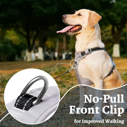 Huntboo No-Pull Dog Harness, Fully Reflective Vest with 2 Leash Clips, No-Choke, Adjustable, Breathable & Durable for Small, Medium & Large Dogs Walking, Training, Running (Black, L) - color: Black, size: Large (Pack of 1)