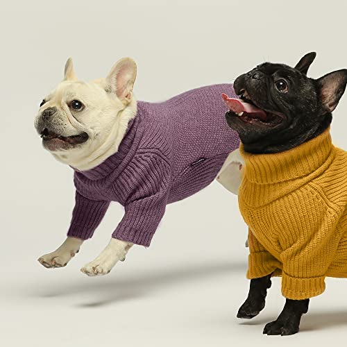Fitwarm Thermal Knitted Dog Sweater Doggy Winter Coat Pet Clothes Doggie Turtleneck Jacket Puppy Outfits Cat Sweatsuit Lavender Purple XS - color: Purple, size: X-Small