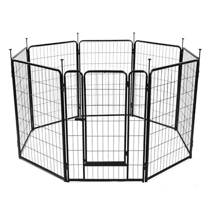 Amazon Basics Dog Playpen, 8 Panels Metal Fence with Door, Foldable for Indoor and Outdoor Use, Suitable for Small to Medium Sized Dogs, 36 Inch Height, Black - style: 8pcs-36"
