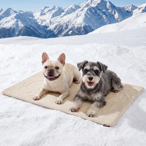 ZOMISIA Cooling Blanket for Medium Dogs - High Cold Washable Pet Mat, Travel Soft Dog Summer Essentials, Khaki, 30"x40" - color: Khaki, size: M(30x40")
