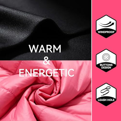 Dog Coat for Small Dogs, Windproof Doggie Puffer Jacket with Leash Hole, Extra Warm Dog Jacket Winter Coat, Pink XXL - color: Pink, size: XX-Large