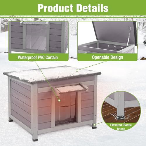 GUTINNEEN Insulated Cat House Outdoor with Triple-Layer - Weatherproof Cat Shelter with Insulation Liner, Elevated Base & Openable Roof for Stray/Feral Cats (Winter-Ready)