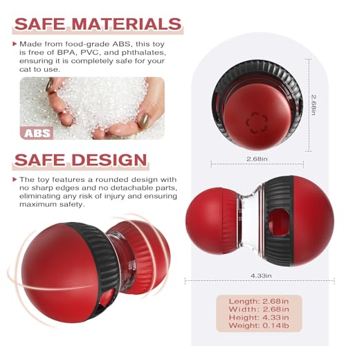 BSISUERM Cat Interactive Toys with Squeaky Sound for Indoor Cats Tracking Rolling Ball Adjustable Kitten Treat Dispensing Food Dispenser Slow Feeder Kitty Puzzle Toy Pet Supplies Birthday Gift