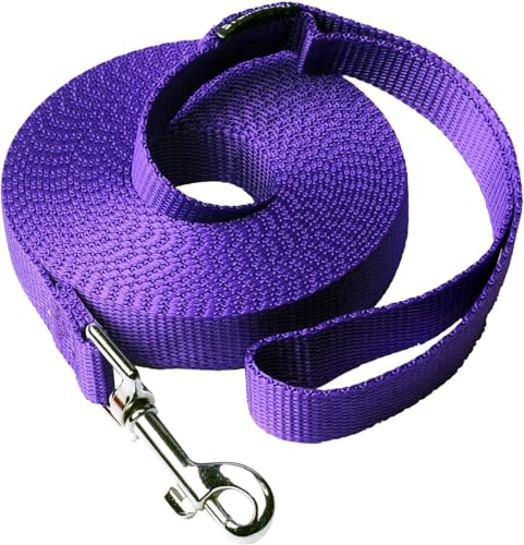 Dog/Puppy Obedience Recall Training Agility Lead - 20ft Long Training Leash，3/4in Wide - Great for Play, Camping, or Backyard（Purple,20 Feet） - color: Purple, size: 20 Feet