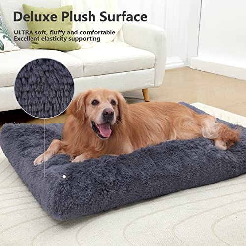 Vonabem Jumbo Dog Bed Washable with Removable Cover Waterproof, XXL Large Dog Crate Beds 48 inch, Plush Pet Beds Kennel Pad Dark Grey - color: Dark Grey, size: 48.0"L x 29.0"W x 3.5"Th