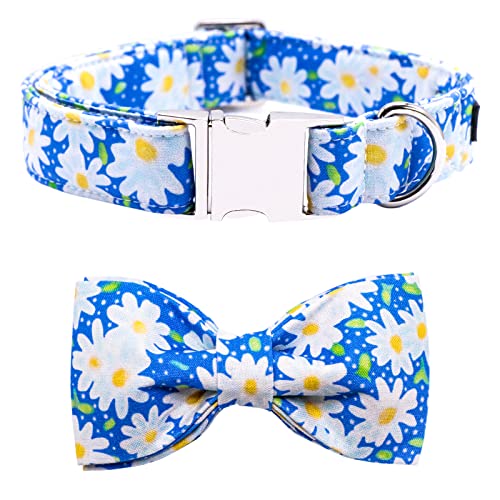 Maca Bates Daisy Flower Dog Collar with Bow Bowtie for Dogs Adjustable Breakaway Puppy Summer Bows Tie Bloom Flowers Collars Birthday Gift for Small Medium Large Girl Male Female Boy Puppies Pets - color: Summer-Bow Tie-Daisy, size: XS