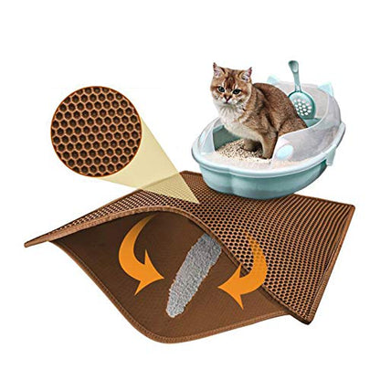 Pieviev Cat Litter Mat Litter Tray Mat of Large Size, Waterproof Material BPA Free, Soft on Paws and Washable - color: Brown, size: L-28''X20''