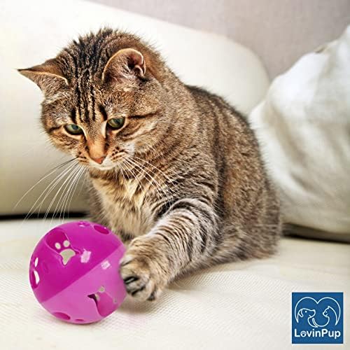 Large Cat Ball Toy with Bell – Interactive Rolling Design for Active Play – Sturdy Plastic Cat Toy Ball that Stays Visible During Play – Blue 3 Pack for Cats, Kittens, and Small Pets - color: Blue - 3 Pack