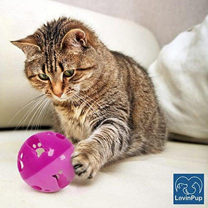 Large Cat Ball Toy with Bell – Interactive Rolling Design for Active Play – Sturdy Plastic Cat Toy Ball that Stays Visible During Play – Pink 1 Pack for Cats, Kittens, and Small Pets - color: Pink - 1 Pack